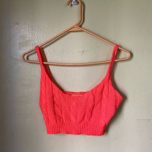 Neon Coral Pink Knit bralette